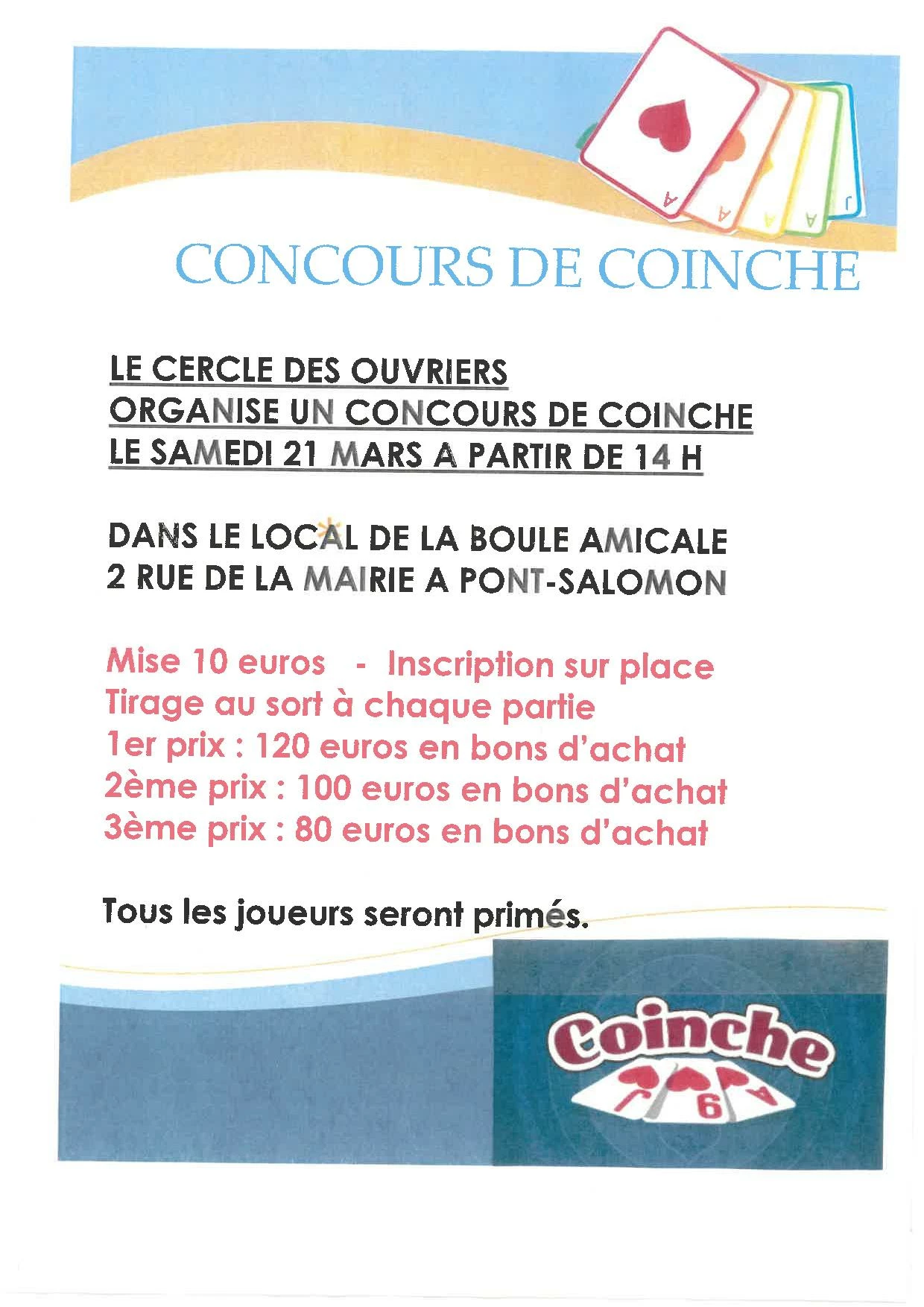 Concours de coinche du Cercle des Ouvriers