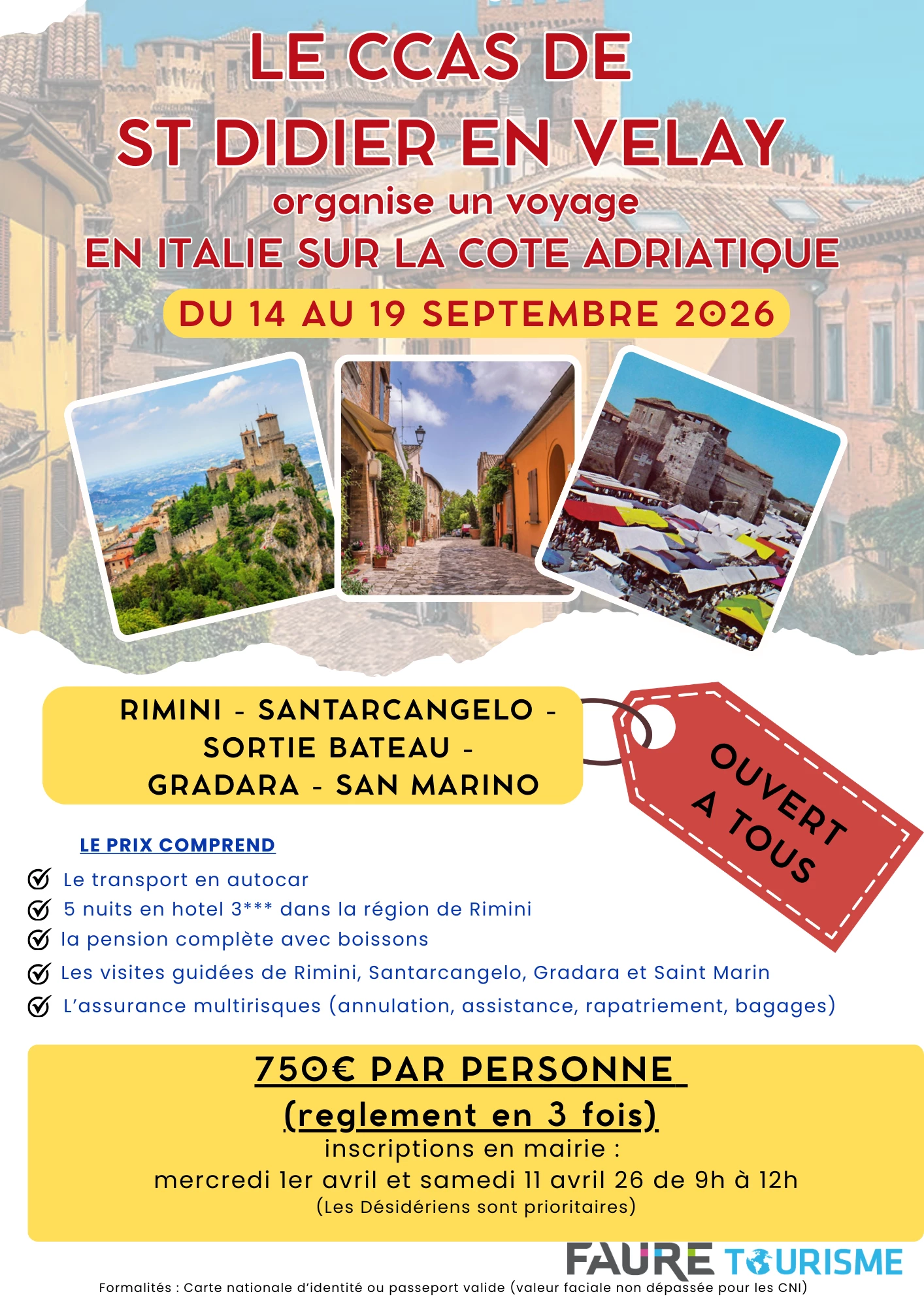 Voyage en Italie par le CCAS – permanence d’inscription