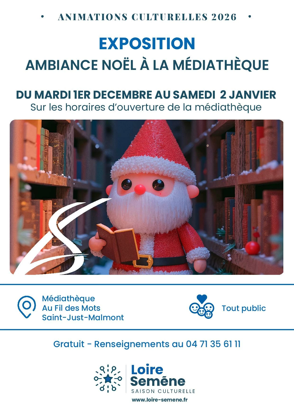 Exposition ambiance Noël à la médiathèque